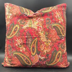 VTG Lauren Ralph Lauren Galahad Red Paisley 22" Pillow Cover Down Feather Insert